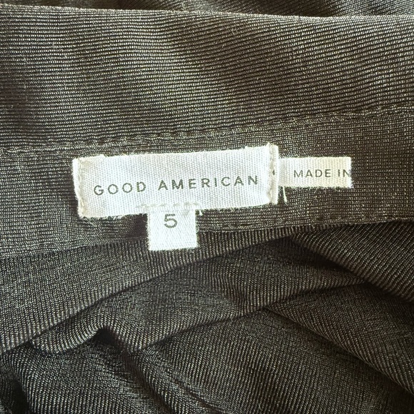 NWT Good American Shimmer Polo Long Sleeve Maxi Dress in Black001 Size 5 - Picture 5 of 8